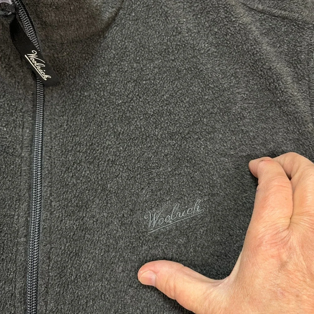 Woolrich‎ Jacket Mens Large Charcoal Gray Heathered Long Sleeve Full Zip Fleece